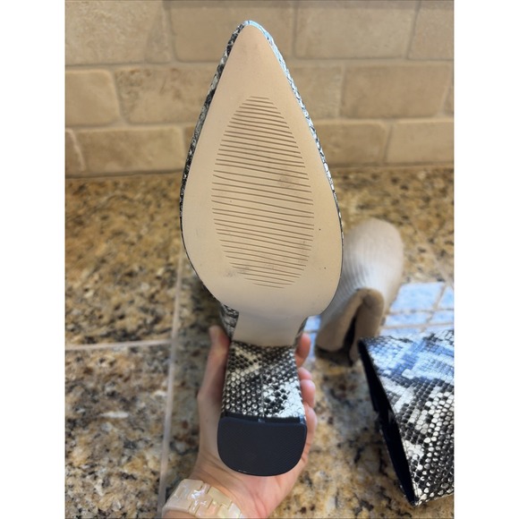 PrettyLittleThing Black Snake High Point Ankle Boot Block Heel Shoes Womens 7 - Picture 13 of 15